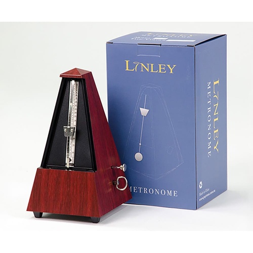 Linley Mechanical Metronome Pyramid with Bell - Mahogany Finish