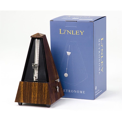 Linley Mechanical Metronome Pyramid with Bell - Walnut Finish
