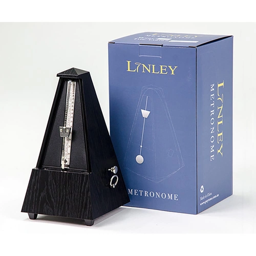 Linley Mechanical Metronome Pyramid with Bell - Black Finish