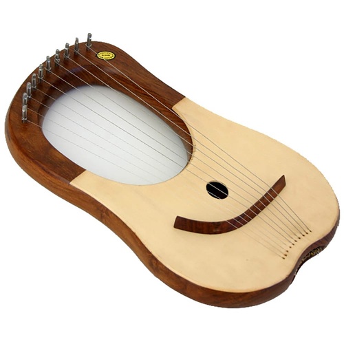 10-String Lyre Harp with Bag - Solid Rosewood, 15" Length, 9" Width, Pentatonic Tuning