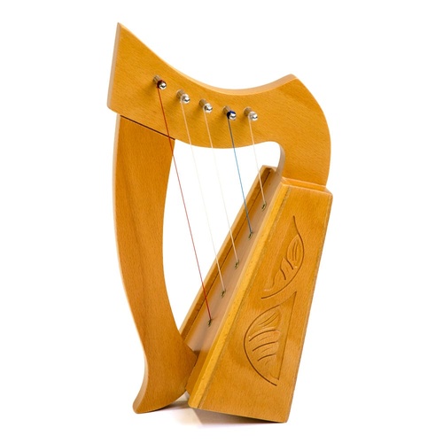 Baby Harp - 5 String Beechwood Mini Harp with Carrying Bag & Tuning Wrench, Solid Beechwood, C to F Range, 0.7kg, 25cm Height