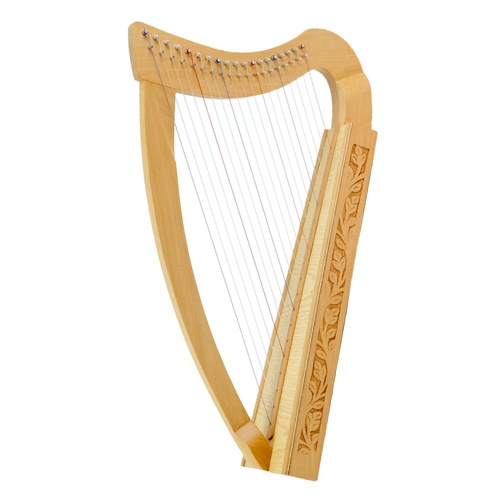 Leaning Pixie Harp - 19 String Carved with Soft Gig Bag, 29" Tall, 2.5 Octaves, F3 to C6 Note Range, Diatonically Tuned, No Sharpening Levers