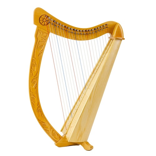 Troubadour 22-String Harp with Carrying Bag, Tuning Wrench & Extra Strings, Beech Lamination Soundboard, Solid Beechwood, Natural Finish