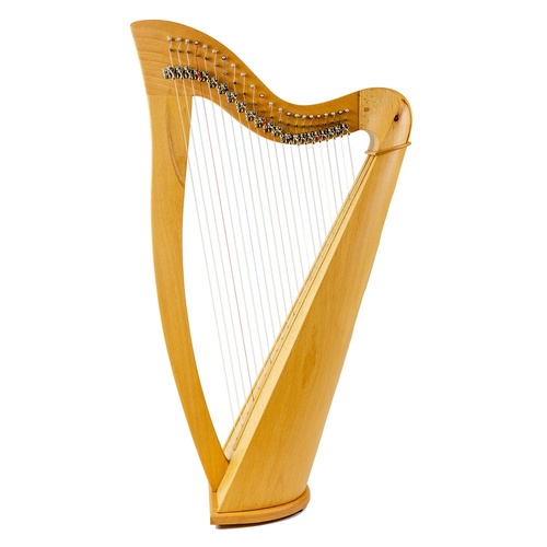 22 String Folk Harp - Plain Sides, Round Back, Soft Gig Bag, Cam-Style Sharpening Levers, Height 27"