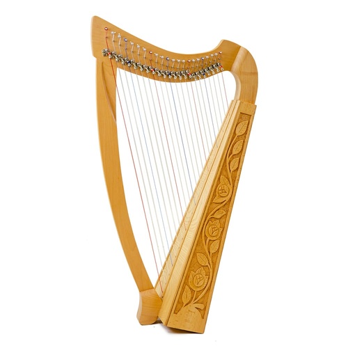 Heather Harp - 22 String Carved Travel Harp with Soft Gig Bag and Sharpening Levers, 3 Octave Range, Height 36"