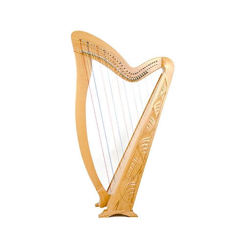 Meghan Harp - 36 Strings with Padded Bag, Solid Beechwood, 31 Sharpening Levers, Natural Matt Finish, 51 inches Tall, Weight 11kg