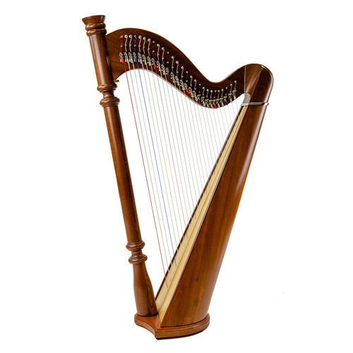 27 String Mahogany Pillar Harp with Natural Finish, Spruce Soundboard, Full Set of Metal Levers, Includes Carry Bag & Wrenches