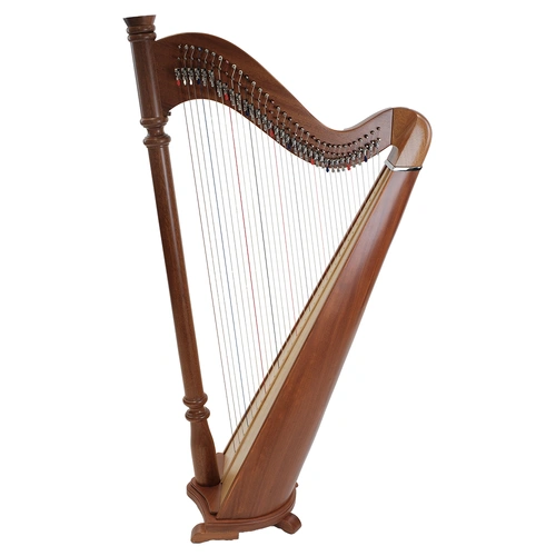 34-String Mahogany Pillar Harp with Carry Bag and Tuning Tools