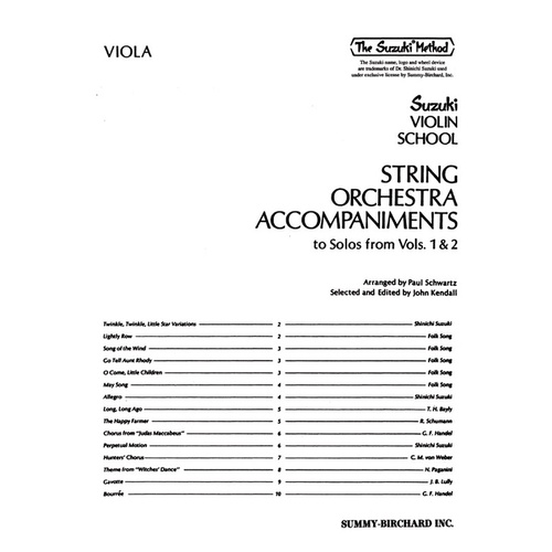 String Orchestra Accompaniment to Solos from Vol 1 & 2 for Viola