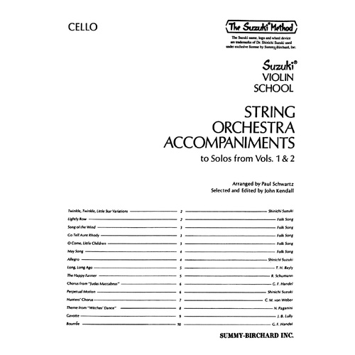 String Orchestra Accompaniment to Solos from Suzuki Volumes 1 & 2 for Cello