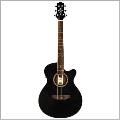 Ashton ACOUSTIC/ELECTRIC Guitar W/C-Ay Black Fl-Finish