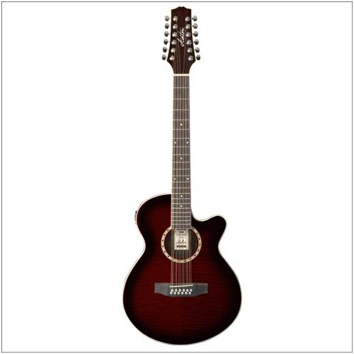 Ashton ACOUSTIC/ELECTRIC Guitar 12 String W/C-Ay Wine Red Sun
