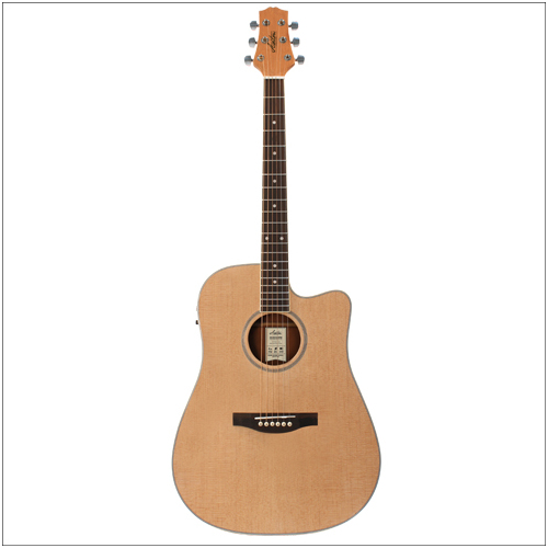 Ashton ACOUSTIC/ELECTRIC Guitar W/C-Ay Natural Solid Top D