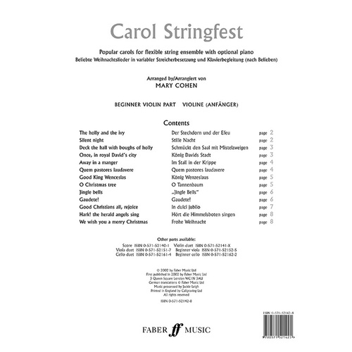 Carol Stringfest Beginner Violin Part
