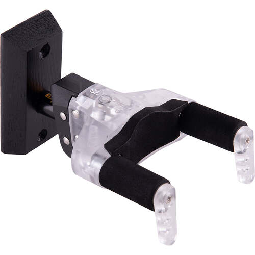 Hercules GSP38WBLT Plexi Guitar Wall Hanger Auto Grip Black Wood Base