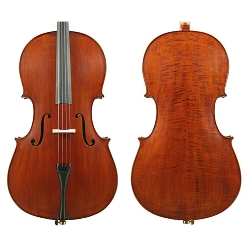 Enrico Student Extra Cello Outfit 4/4 with FPS Brazilwood Bow, Rosin, and Deluxe Padded Bag