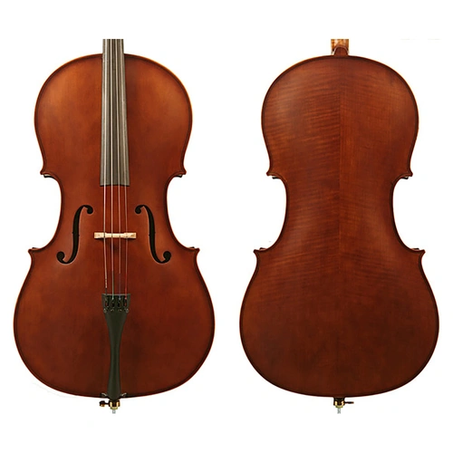 J Francis Flamed 4/4 Cello Outfit with FPS Brazilwood Bow, Rosin, and Padded Bag