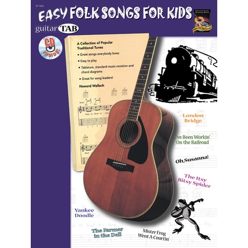 Easy Folk Songs For Kids Guitar Tab Book/CD
