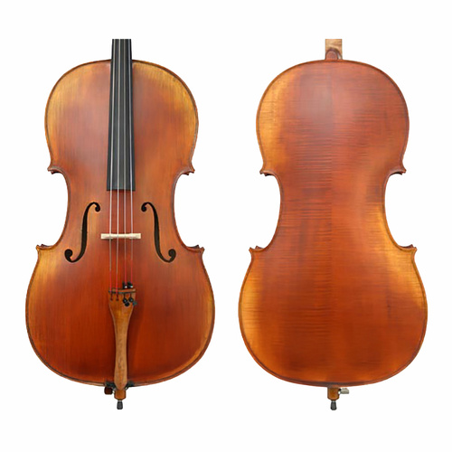 Gliga II Cello Outfit - Genova 4/4 with Opal Titan Strings, FPS Bag, Articul II Bow, Solid Spruce Top, Flamed Maple Back, and Adjustable Tailpiece