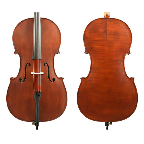 Gliga II Cello Outfit – Dark Antique 1/2 with Jargar Strings, Articul II Bow, Padded Bag, Solid Spruce Top, Flamed Maple Back, Ebony Fittings
