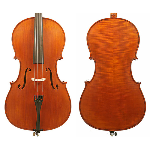 Gliga I Cello Outfit - Antique 1/2 with Jargar Strings, Carbon Fibre Bow, Padded Bag, Solid Spruce Top, and Maple Back