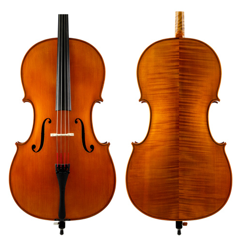 Vasile Gliga Professional Cello Montagnana 1739, Carpathian Spruce Top, Sycamore Maple Back, Ebony Fingerboard, Made in Romania