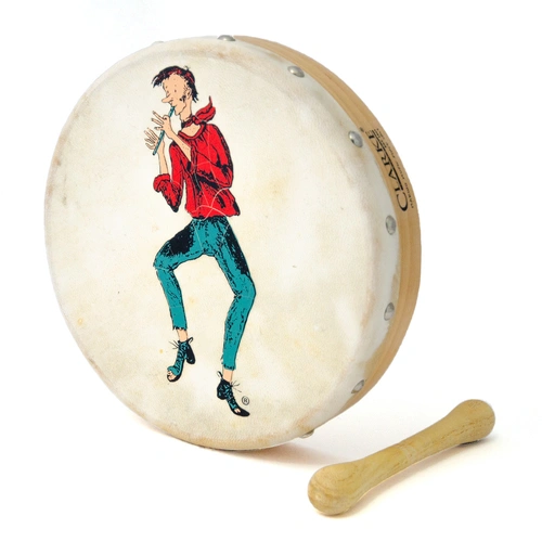 Clarke 8 Inch Mini Bodhran 21cm with Wooden Tipper and Whistling Billy Trademark
