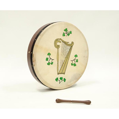 Tunable 18" Bodhran with Rosewood Frame and Golden Harp Emblem, Includes Bag, Made in Pakistan