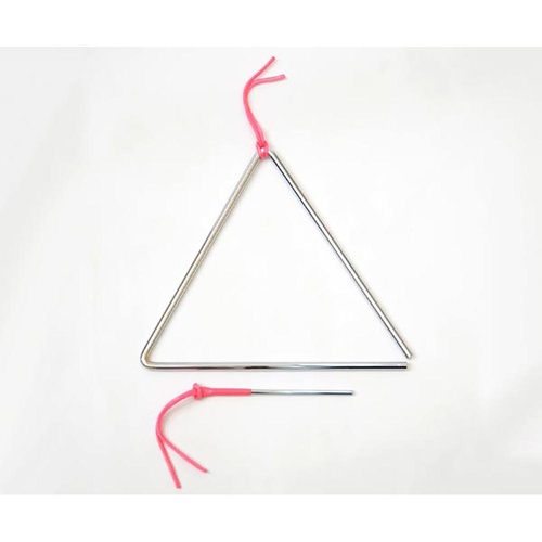 Triangle Chrome with Beater - 10 Inch, Top Grade Steel, Chromium Plated, Includes Beater, Cord Holder, Polythene Bag