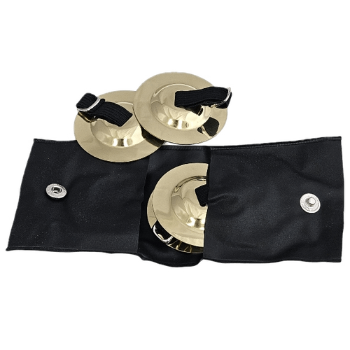 Brass Finger Cymbals Set of 2 Pairs 2" Diameter with Adjustable Elastic Holders