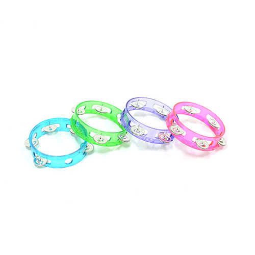 Clear Head Transparent 6in Tambourine with Durable Plastic Shell and Plated Jingles