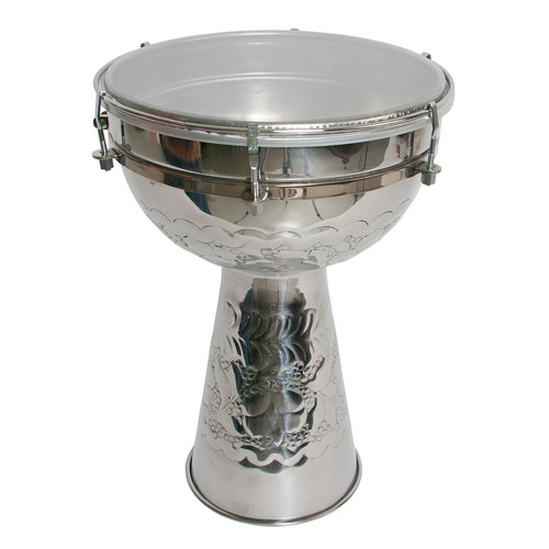30cm Embossed Nickel Doumbeck Indian Drum with Synthetic Skin