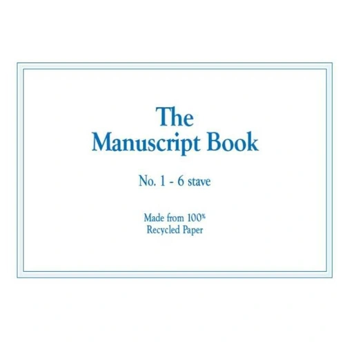 Manuscript Book 1 - 6 Stave Recycled, 16 Double-Sided Pages, Stapled, 32 Usable Pages