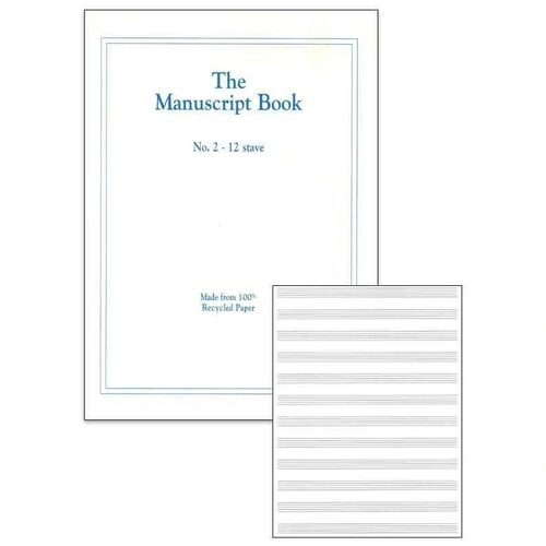 Manuscript Book 2 - 48 Pages, 12 Staves, 100% Recycled Paper, Stapled