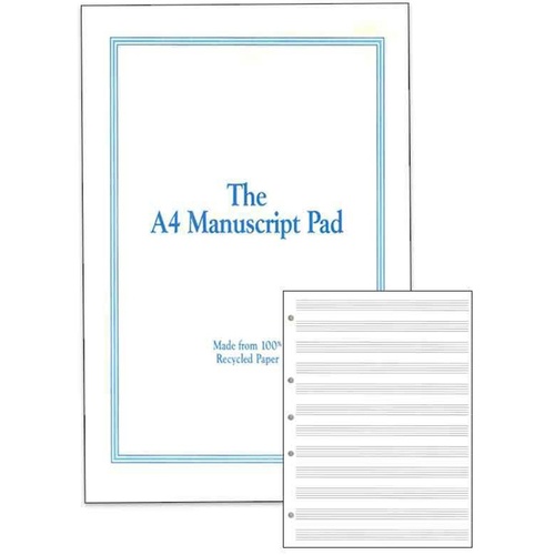 Manuscript Pad Recycled A4 50Pp 12 Stave (Softcover Book)
