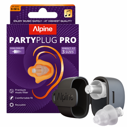 Alpine PartyPlug Pro Earplugs - Transparent with Music Filter for Festivals, Concerts, and Clubs