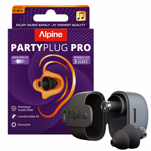 Alpine PartyPlug Pro Earplugs with Music Filter for Festivals, Concerts, and Clubs