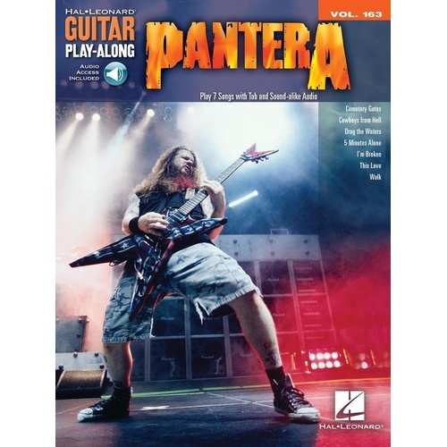 Pantera Guitar Play-Along V163 BK/OLA Songbook with TAB, Audio Access, 7 Hits Including Cemetery Gates and Cowboys from Hell