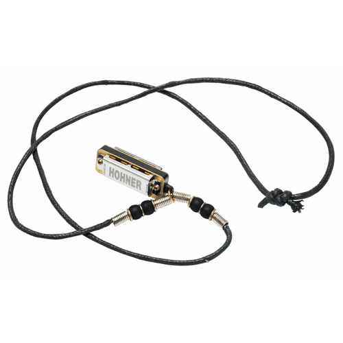 Hohner Mini Harmonica Necklace Black - Portable Playable Miniature Harmonica