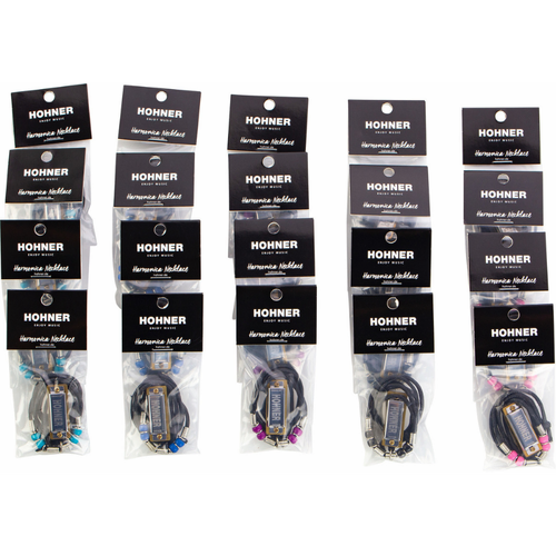 Hohner Mini Harmonica Necklace - 20 Pack, Portable Diatonic Octave Playable