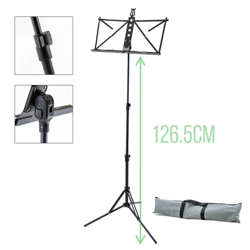 Aluminium Black Music Stand with Carry Bag - BMH