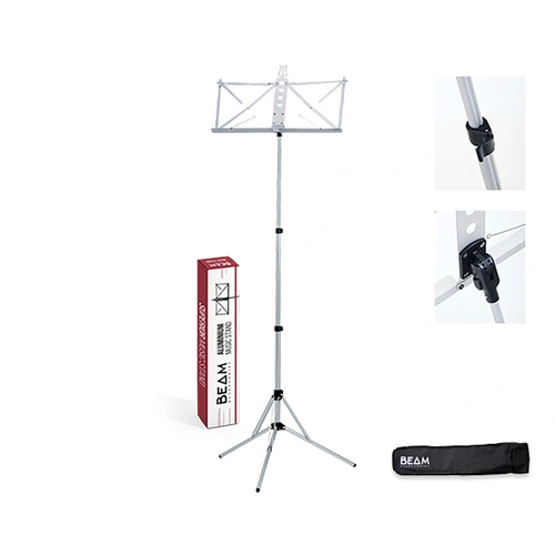Beam Accessories Aluminium Deluxe Music Stand with Carry Bag - Silver BM6