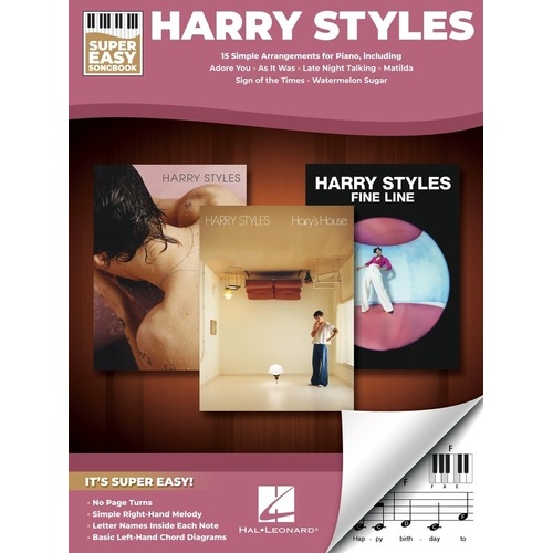 Harry Styles Super Easy Songbook for Piano & Keyboard - 15 Favorites from Solo Albums, E-Z Play Format, 32 Pages