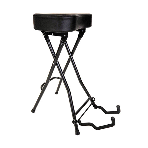 Beam Guitarist Stool and Stand Combo with Padded Seat and Integrated Folding Stand