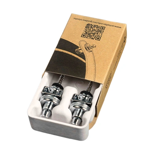 Schaller S-Locks M Strap Locks (Pair) 14010201 - Chrome, Hardened Steel, Ergonomic Design, Lock-Wheel, Compatible with Schaller Security Locks