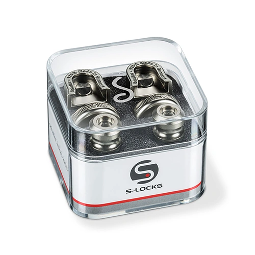 Schaller S-Locks M Pair 14010701 Satin Pearl Strap Locks with Lock-Wheel and Felt Washers for Guitar Safety and Stability