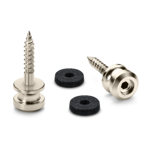 Endpins Pair for Schaller S-LOCKS Medium Satin Pearl, Solid One-Piece Strap Button in Hardened Steel with Felt Washers