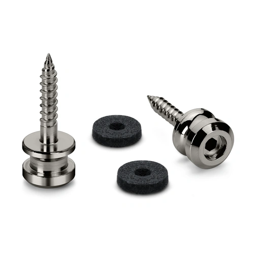 Endpins Pair for Schaller S-LOCKS Medium Ruthenium Strap Button in Hardened Steel with Felt Washers