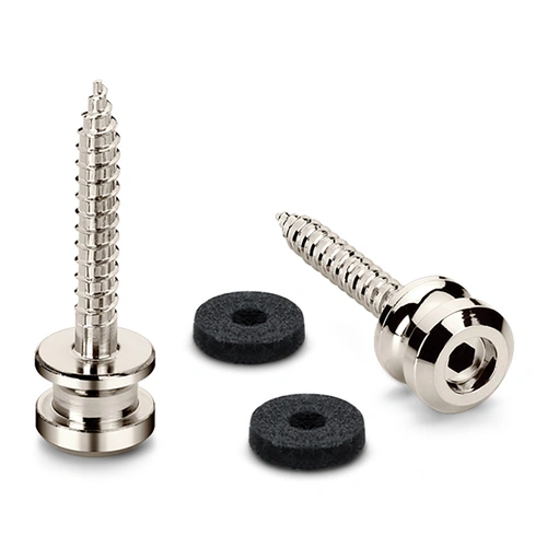 Endpins Pair for Schaller S-LOCKS Large Nickel - Hardened Steel Strap Button with Felt Washers