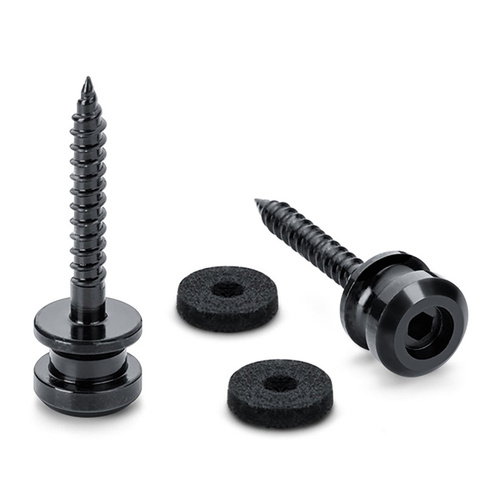 Endpins Pair for Schaller S-LOCKS Large Black, Hardened Steel with Felt Washers, Fits Existing Strap Buttons
